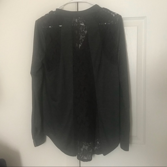 Gray Long Sleeve With Lace Back - Picture 4 of 6